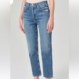AGOLDE RILEY CROP HIGH RISE STRAIGHT JEANS